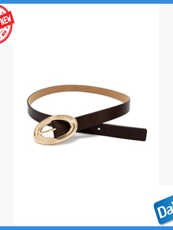 Leather Belt with Prong Buckle, Adjustable Fit, Medium Size main image 4